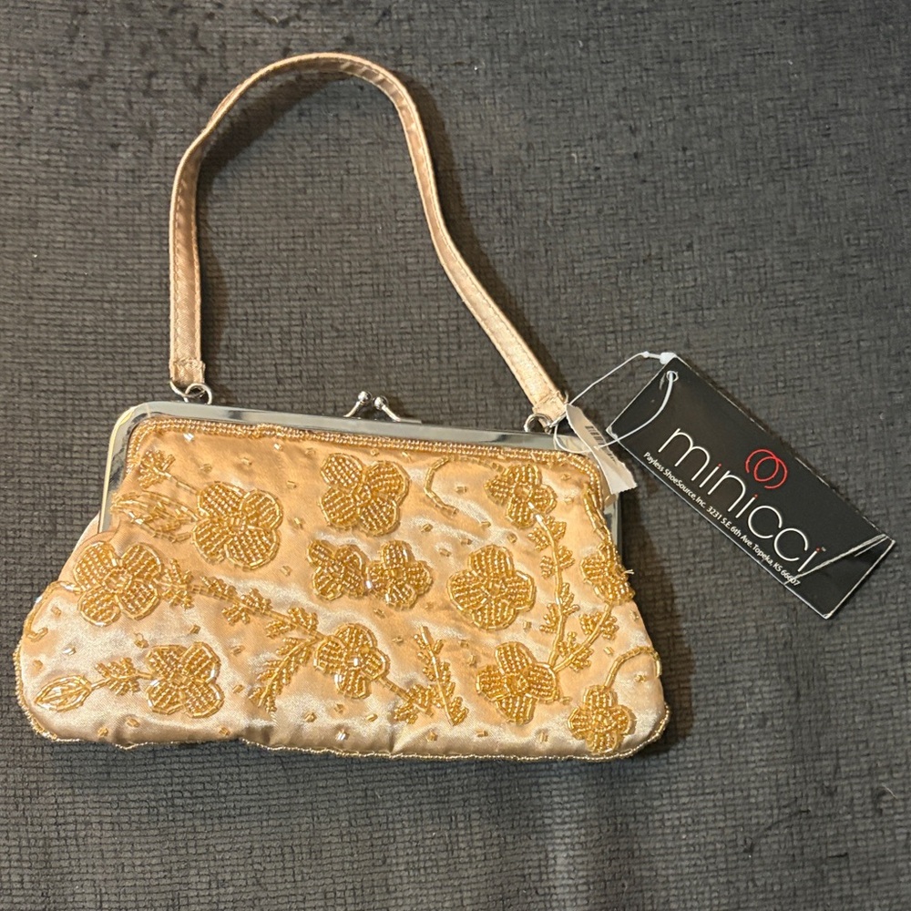 Minicci Gold Floral Embroidered Clutch